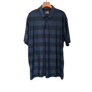 Under Armour Heat Gear Polo Shirt Loose Fit Golf Blue Striped Mens XL EUC